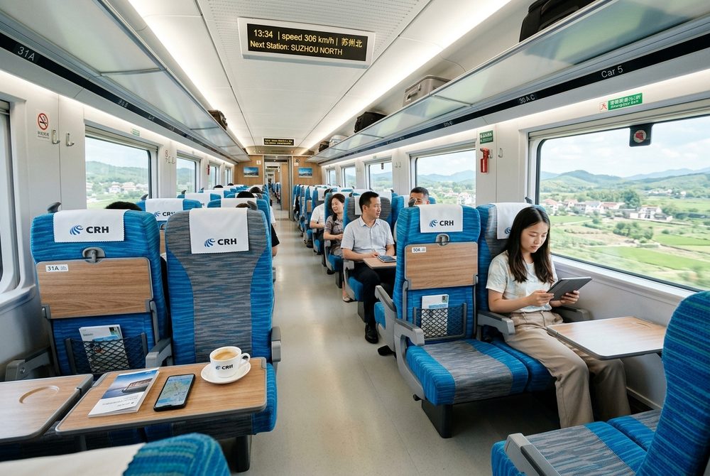 High Speed Bullet Train Second Class Carriage Interior