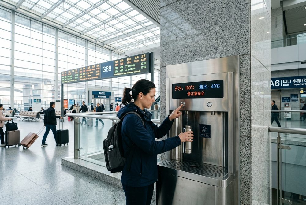 Stainless Steel Multi Temperature Water Station in Train Station