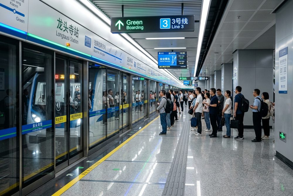 Modern Underground Metro Platform with Full Screen Glass Doors