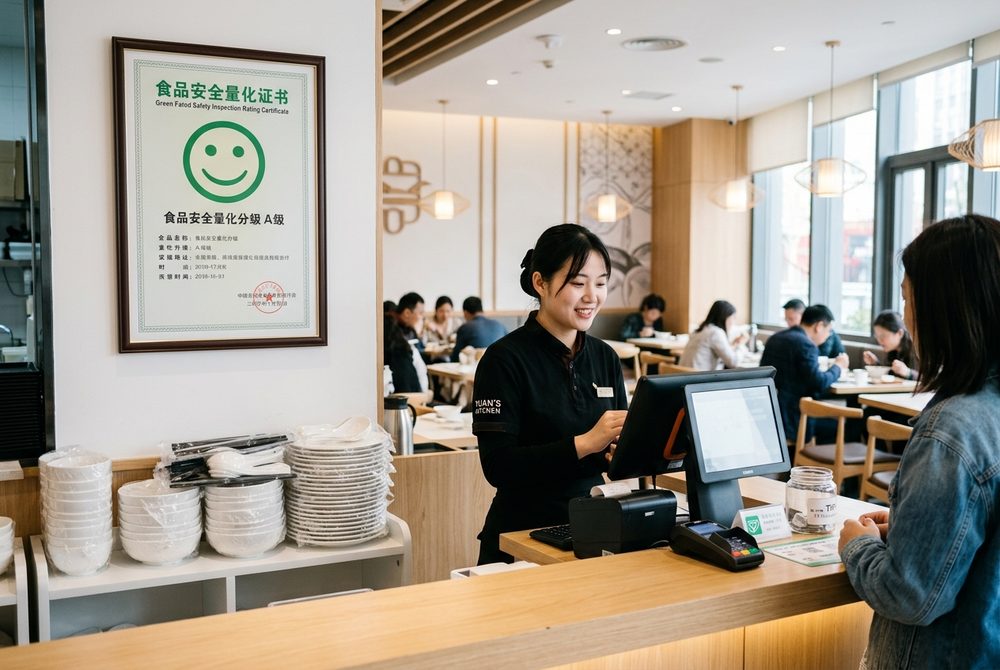 Official Food Safety Grade A Inspection Certificate at Cashier