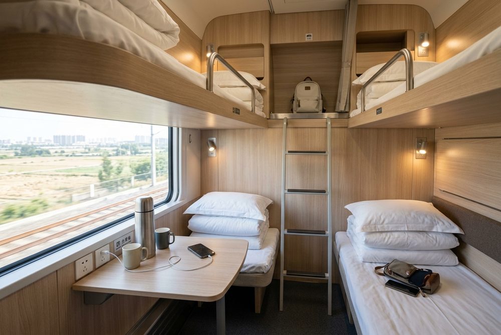 Modern Soft Sleeper Train Compartment Interior in China